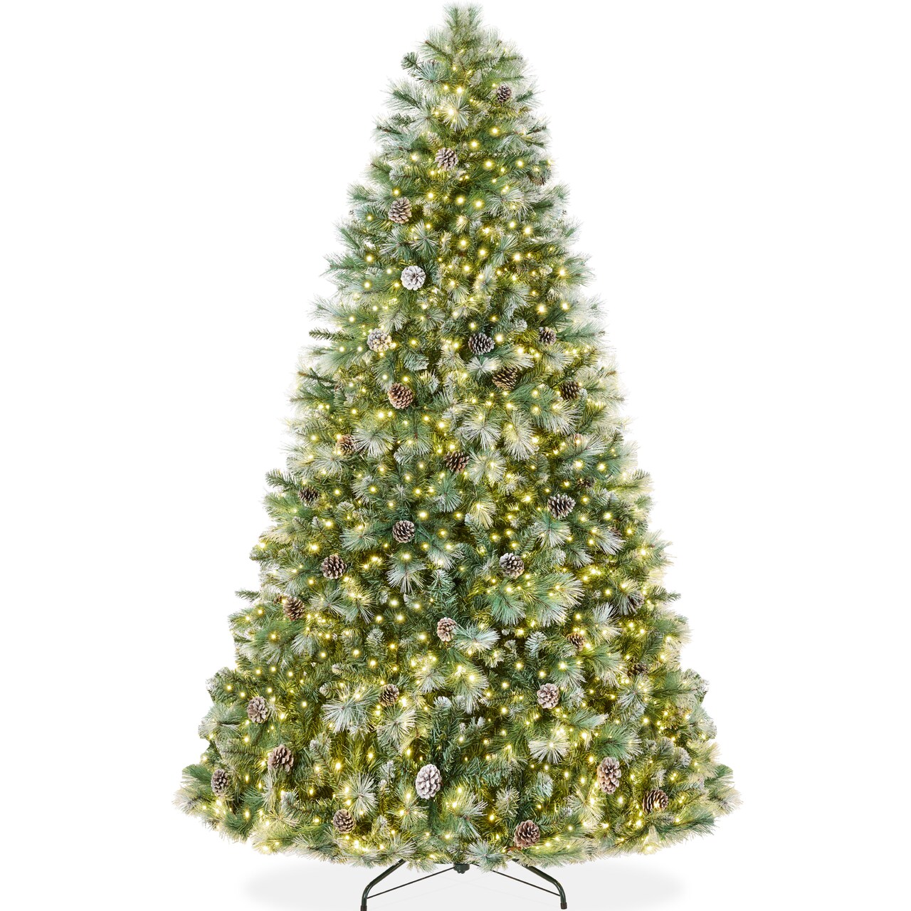 Best Choice Products Pre-Lit Frosted Scotch Pine Christmas Tree w/ 2-In-1 LED Lights
